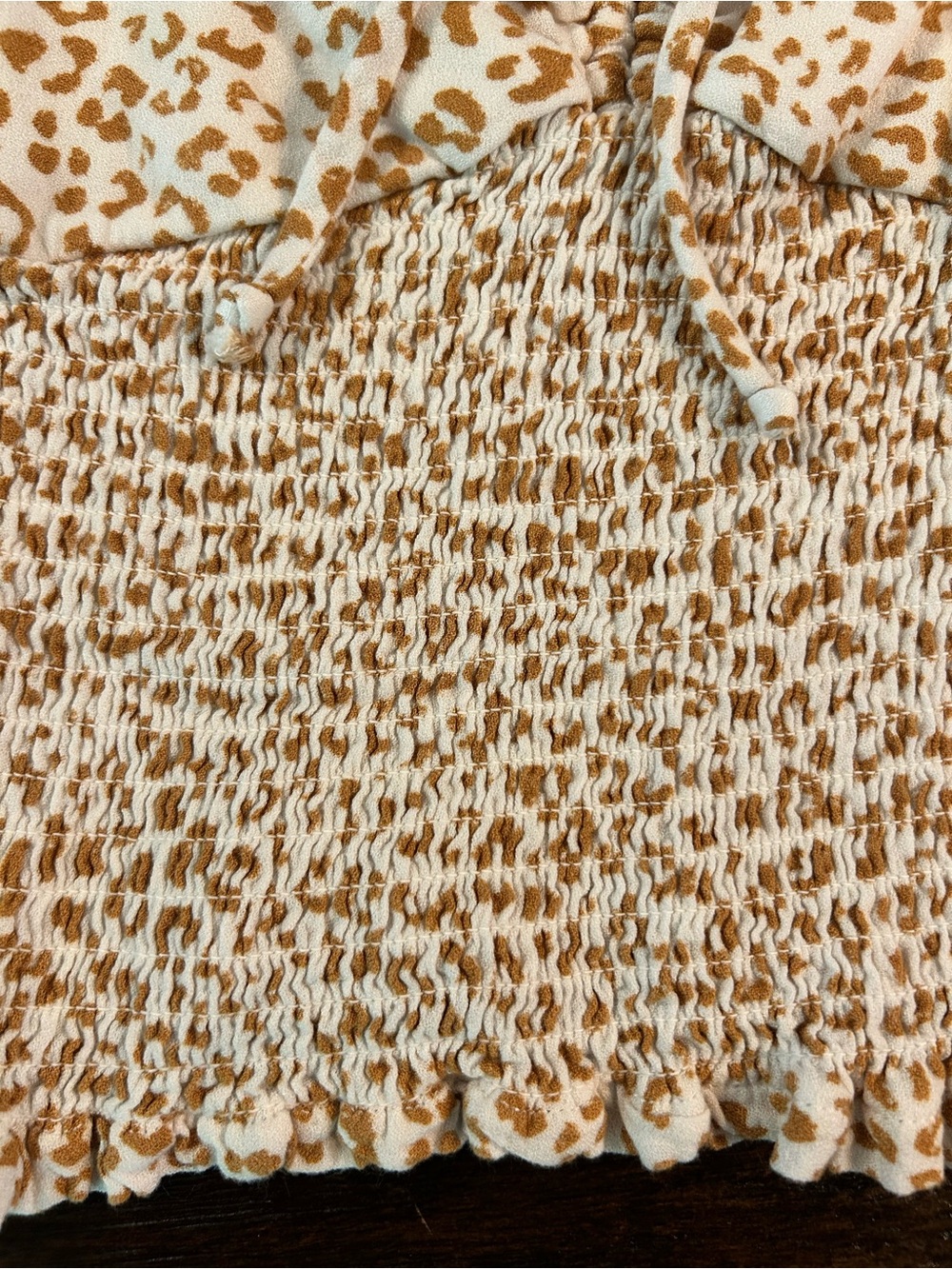 Urban Romantics cheetah print smocked tank top in tan and white - Picture 2 of 11